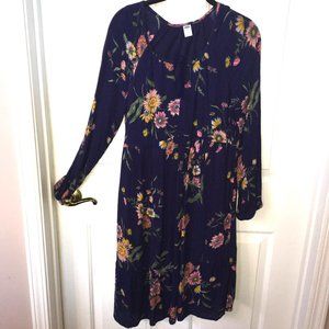 Old Navy Long Sleeve Tiered FloralTassel-tie Dress